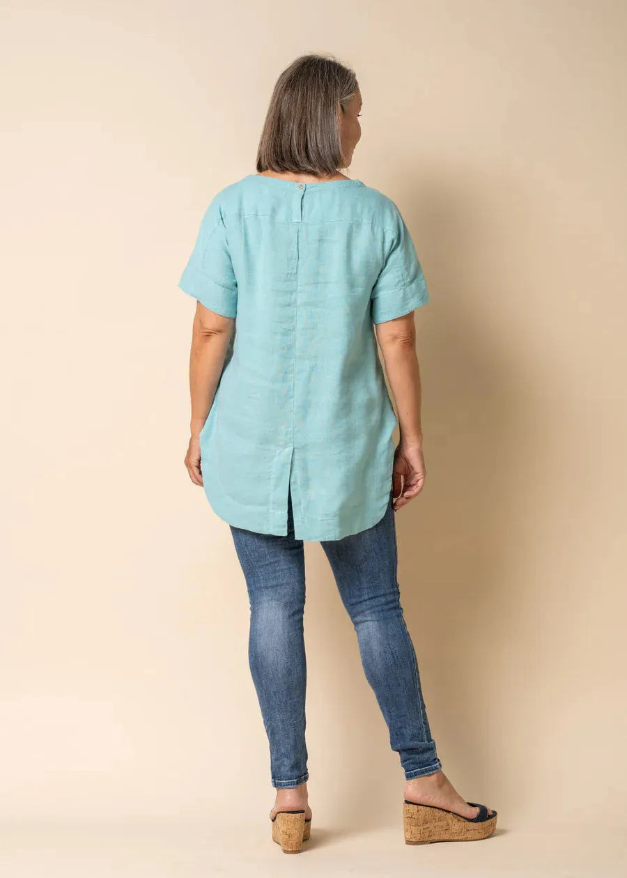 Talulla Linen Top - Aqua Mist