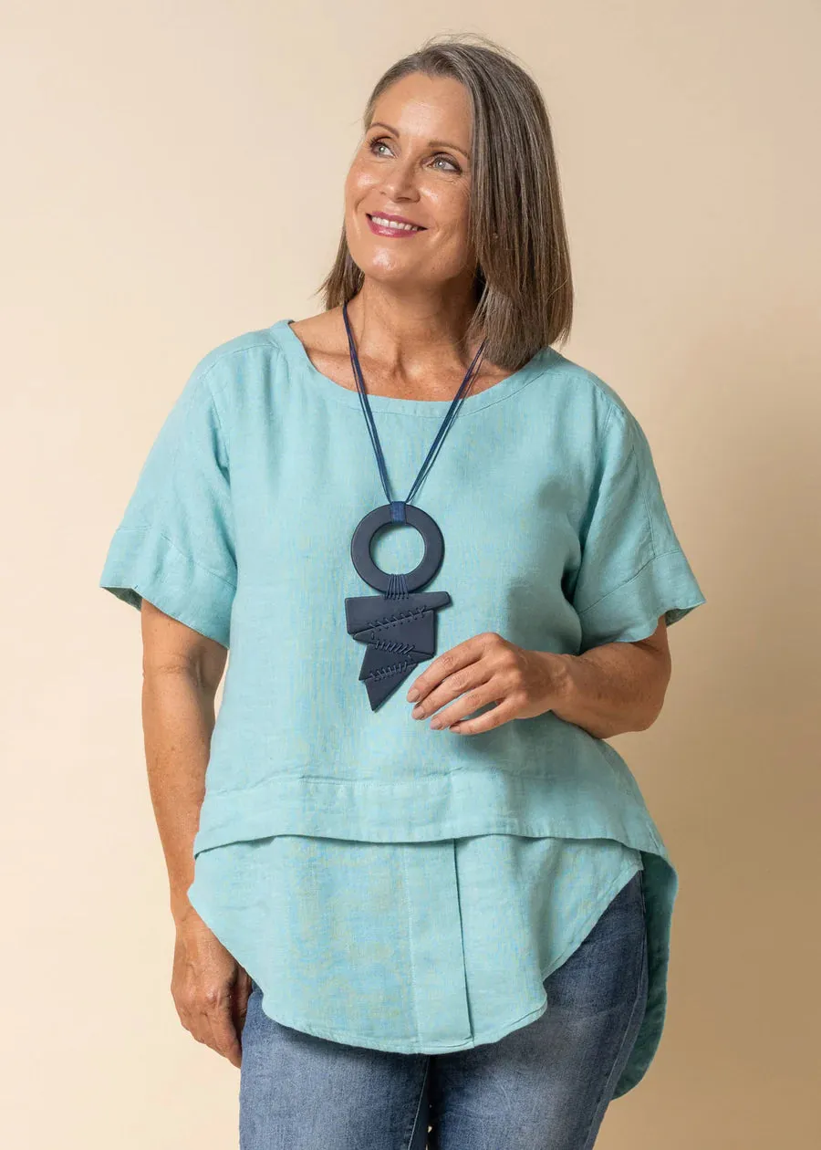 Talulla Linen Top - Aqua Mist