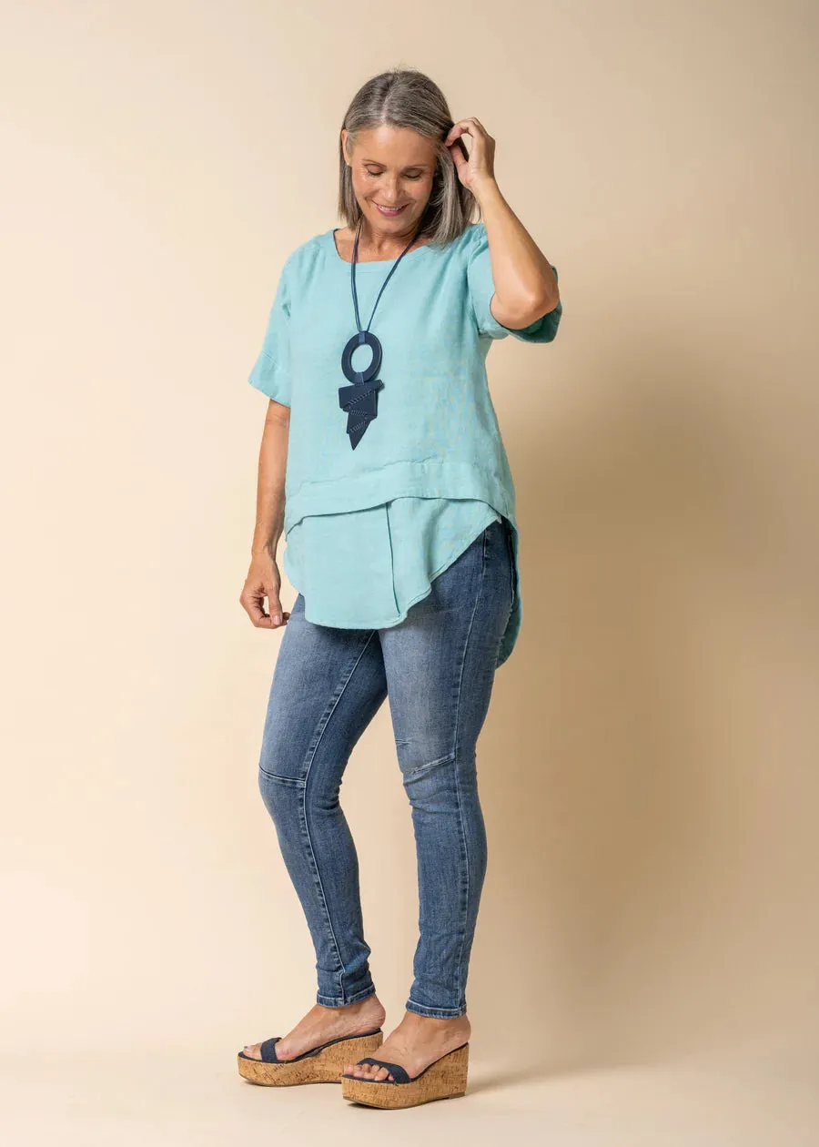 Talulla Linen Top - Aqua Mist