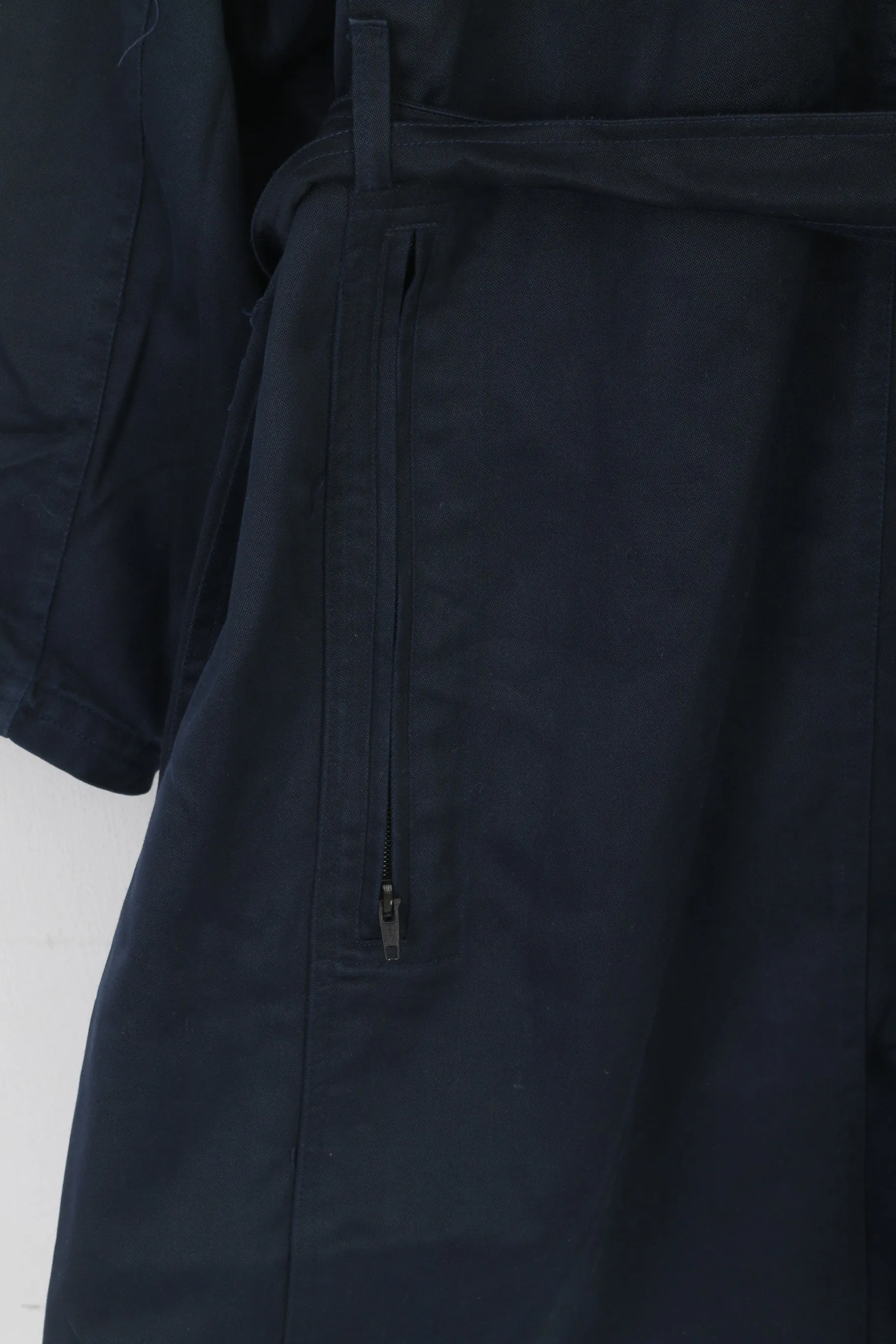 Vintage Men L 184 Coat Navy Cotton Military Croatian Belted Maribor 1979 Trench
