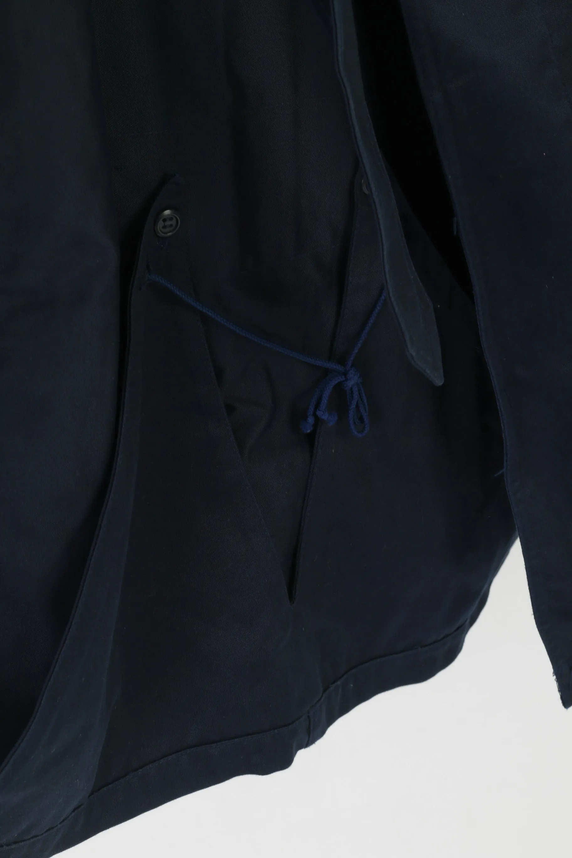 Vintage Men L 184 Coat Navy Cotton Military Croatian Belted Maribor 1979 Trench