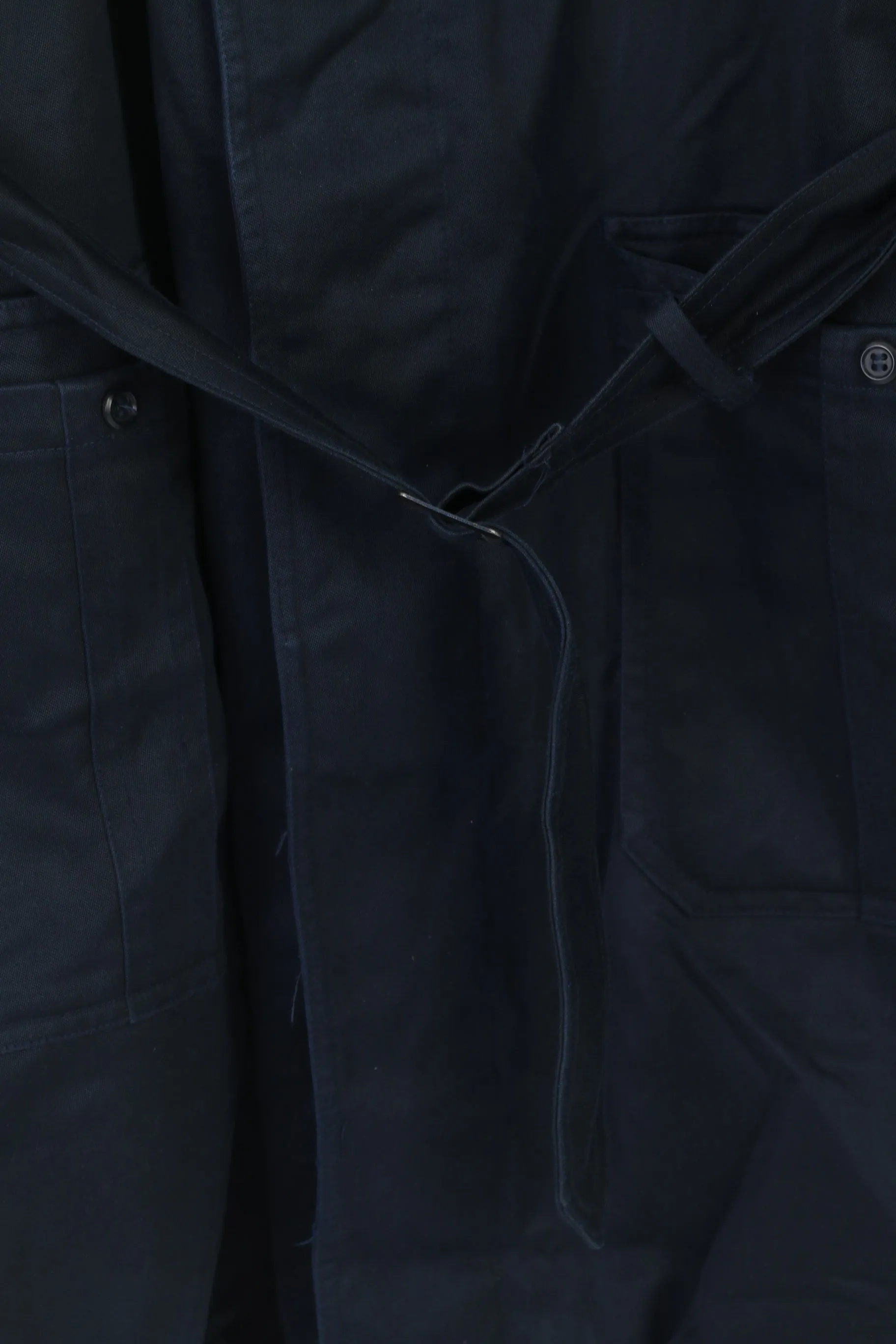 Vintage Men L 184 Coat Navy Cotton Military Croatian Belted Maribor 1979 Trench