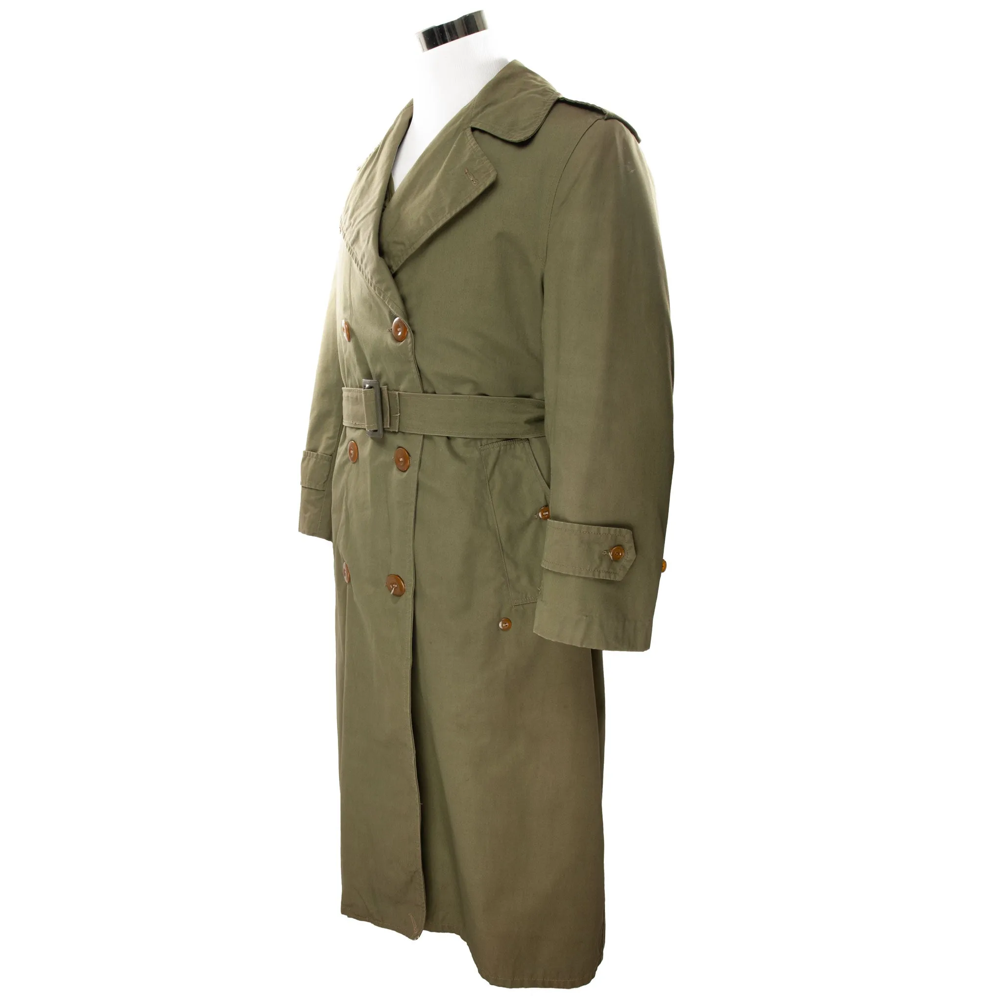 VINTAGE US ARMY OVERCOAT TRENCH COAT 1950S KOREAN WAR ERA SIZE SMALL